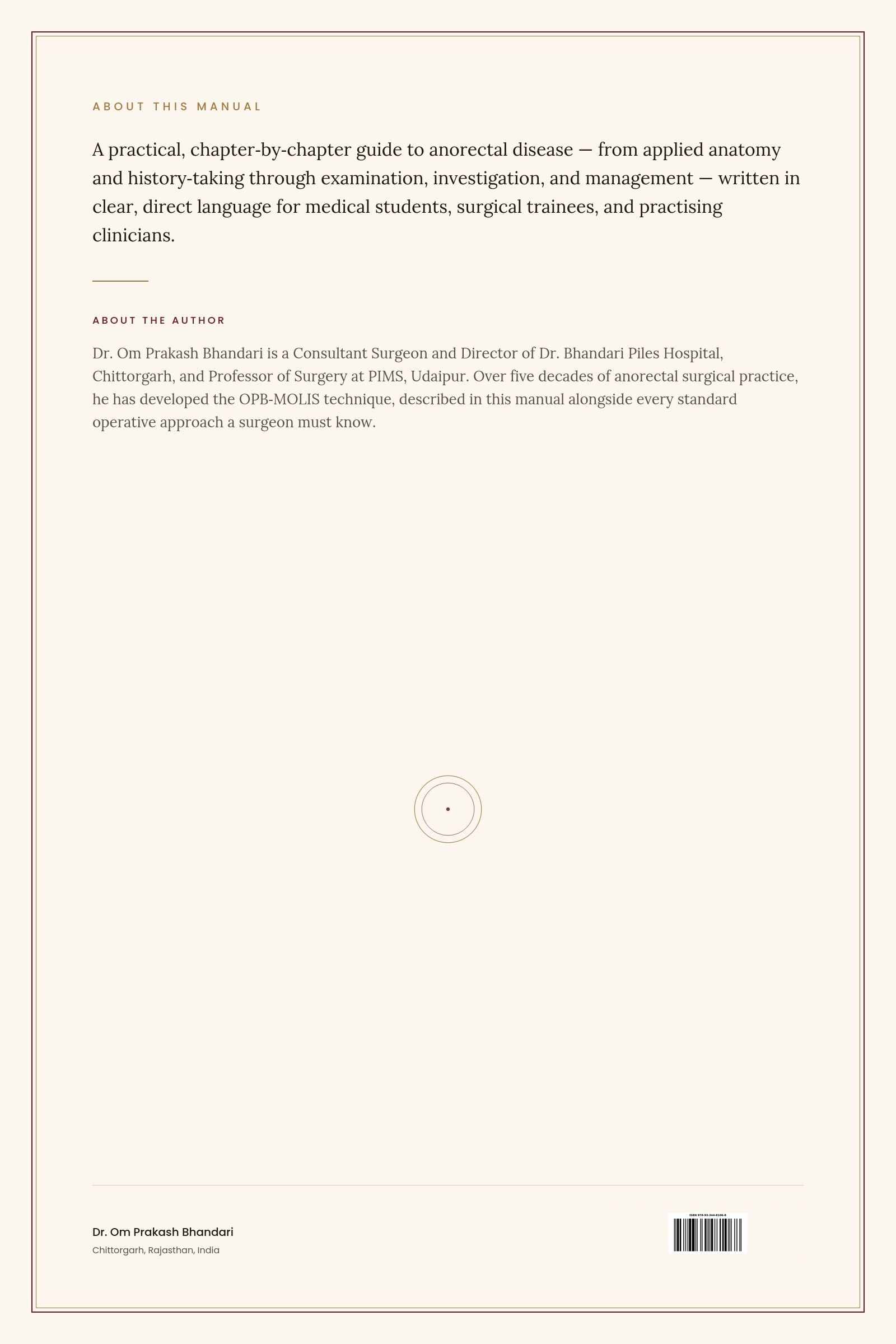 A Surgeon's Clinical Manual of Anorectal Disease — back cover